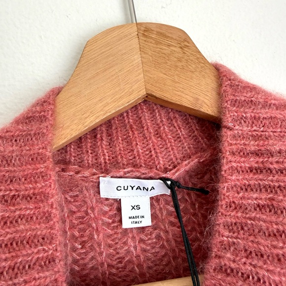 NWT Cuyana Alpaca Wool Balloon Sleeve Sweater in Passion Fruit Pink - Picture 7 of 9